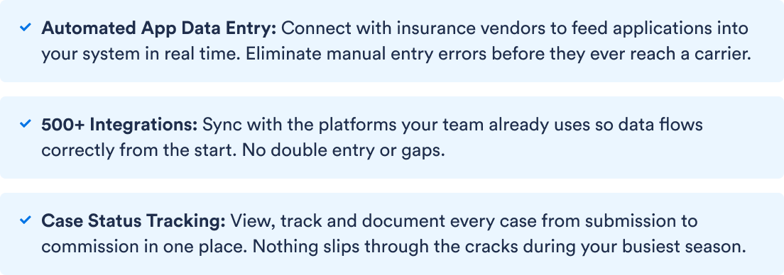 automated app entry, 500+ integrations, case status tracking